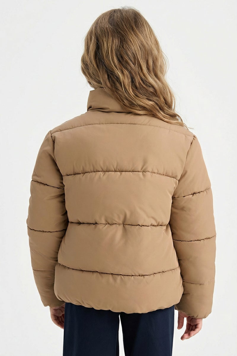DeFacto Beige Girl Girl Waterproof Fleece Lined Puffer Jacket Casual - Image 4